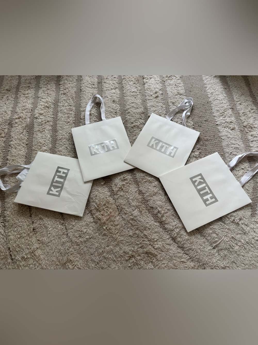 KITH White Paper Tote Bag with Silver Logo - Bundle of 4